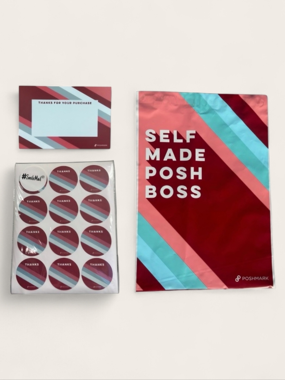 Posh Boss 10x13 Poly Mailers, Thank You Cards And Stickers Sets (20)